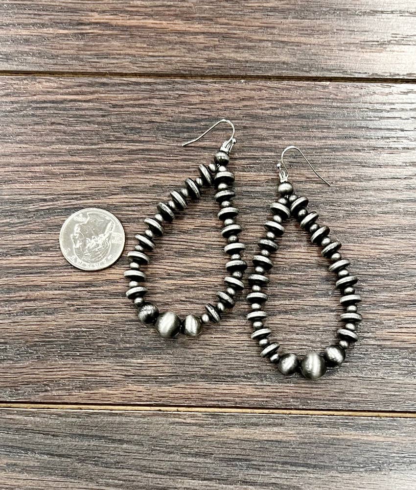 Drop Navajo Bead Disc Earrings