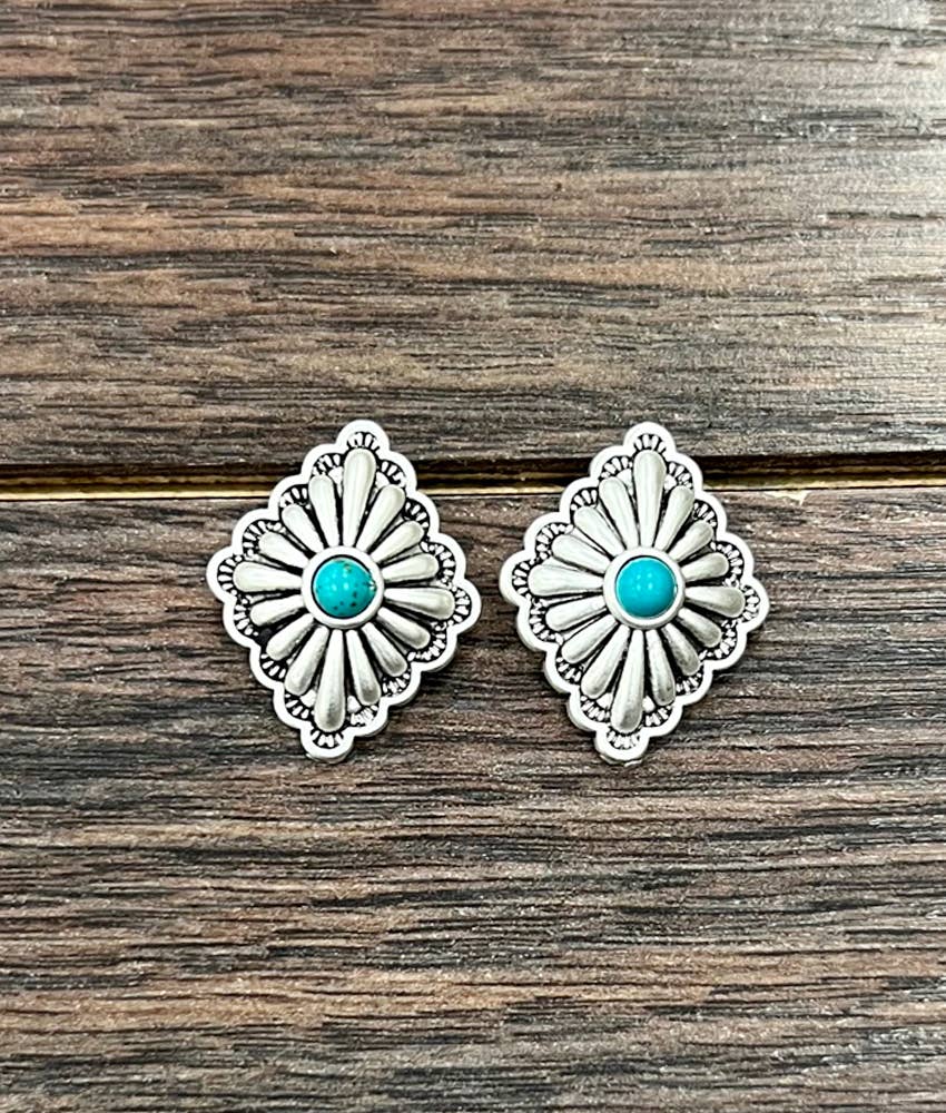 Brass Concho Stud Earrings