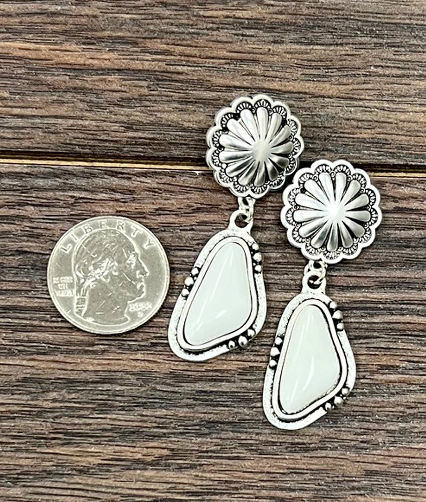 White Turquoise Post Earrings