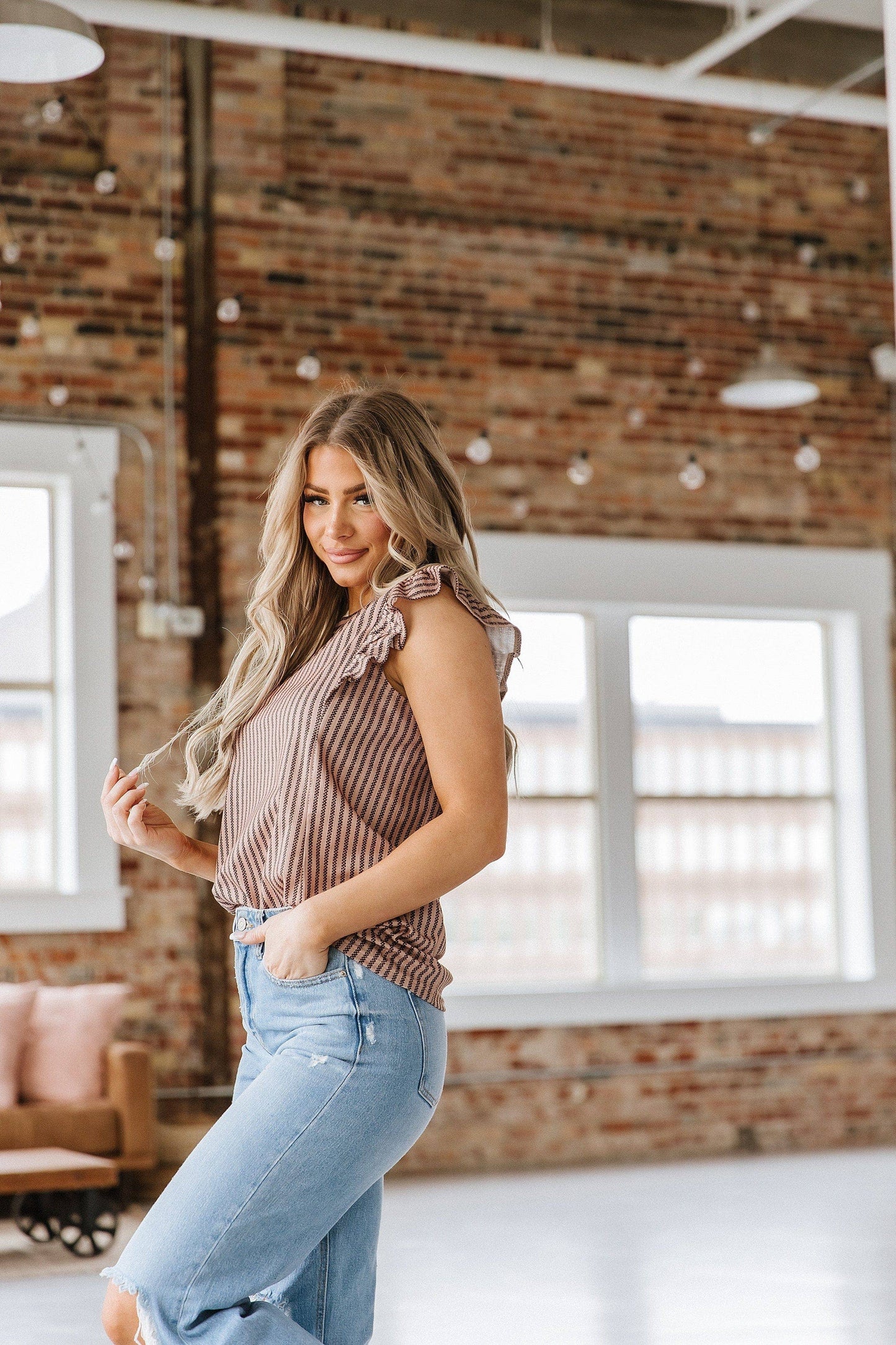 Priscilla Striped Ruffle Top