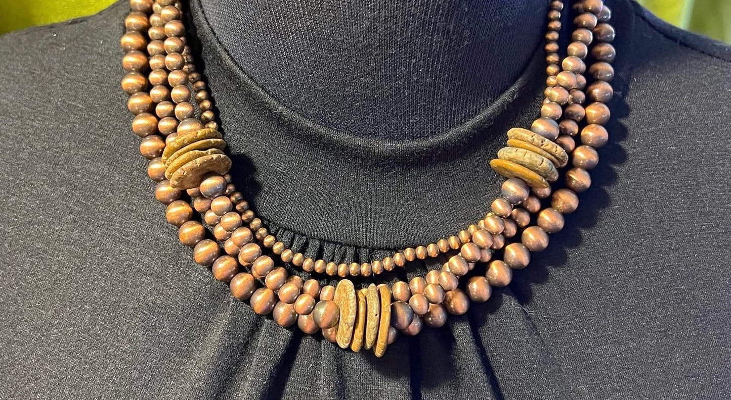 Brown & Bronze Natural Stone Necklace