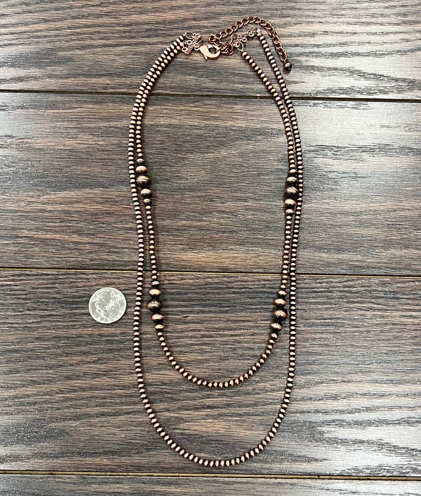 Double Copper Navajo Bead Necklace