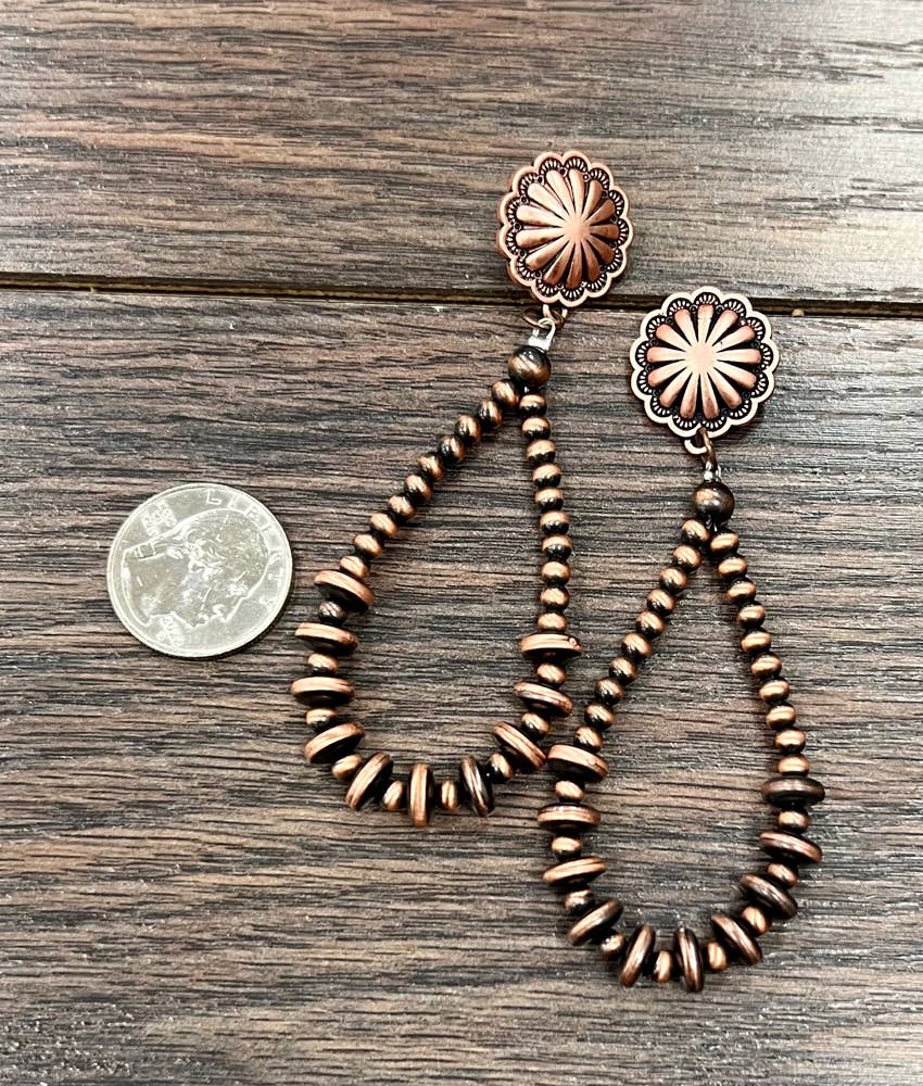 Copper Navajo Bead Post Earrings