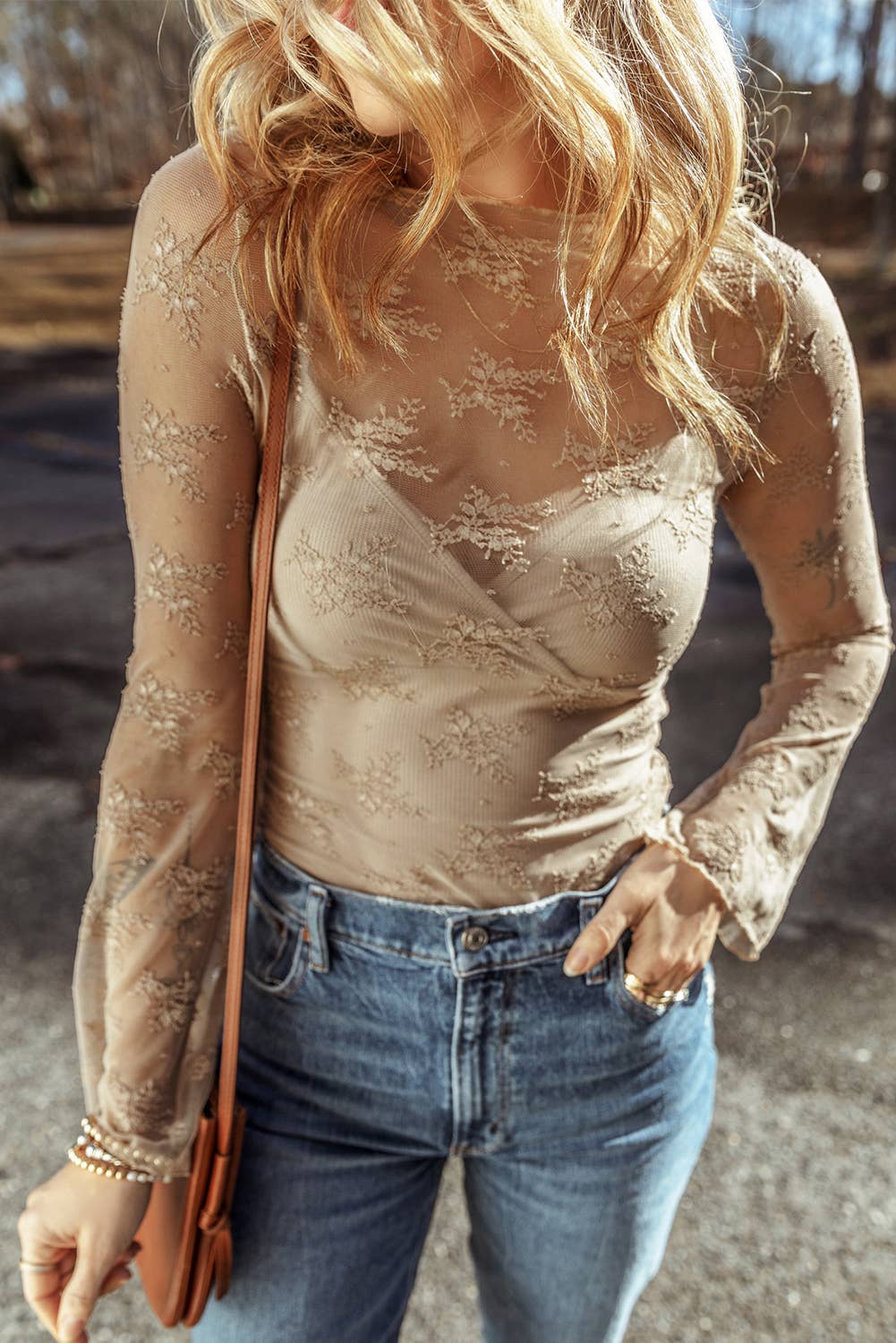 Black Lace Mesh Top