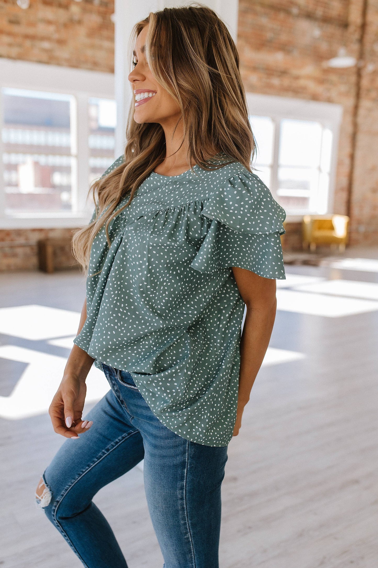 Pleated Ruffle Blouse