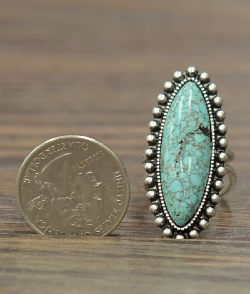 Oval Turquoise Adjustable Ring