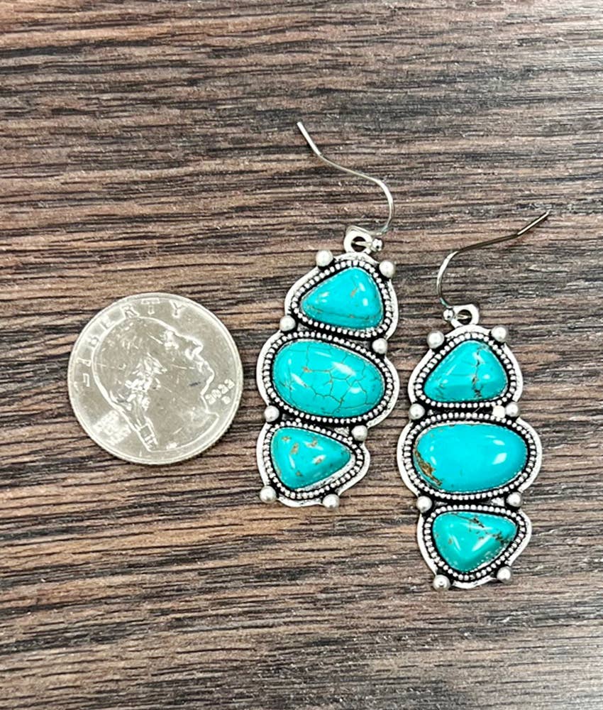 Turquoise Earrings- 3 stone