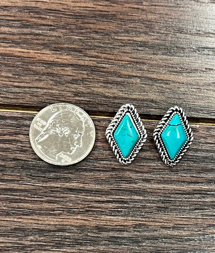 Diamond Turquoise Stud Earrings