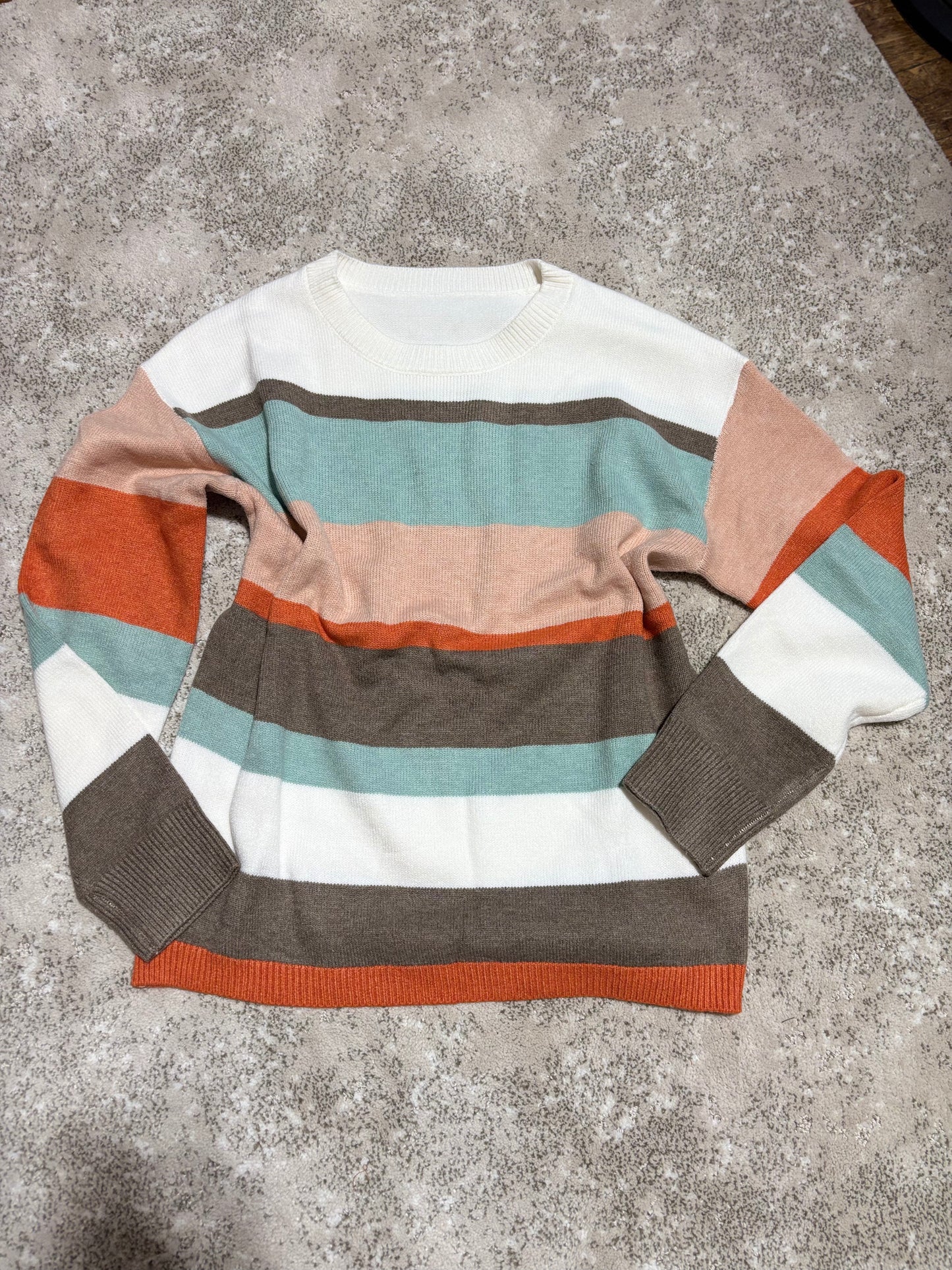 Striped Multi-Color Drop Shoulder Sweater