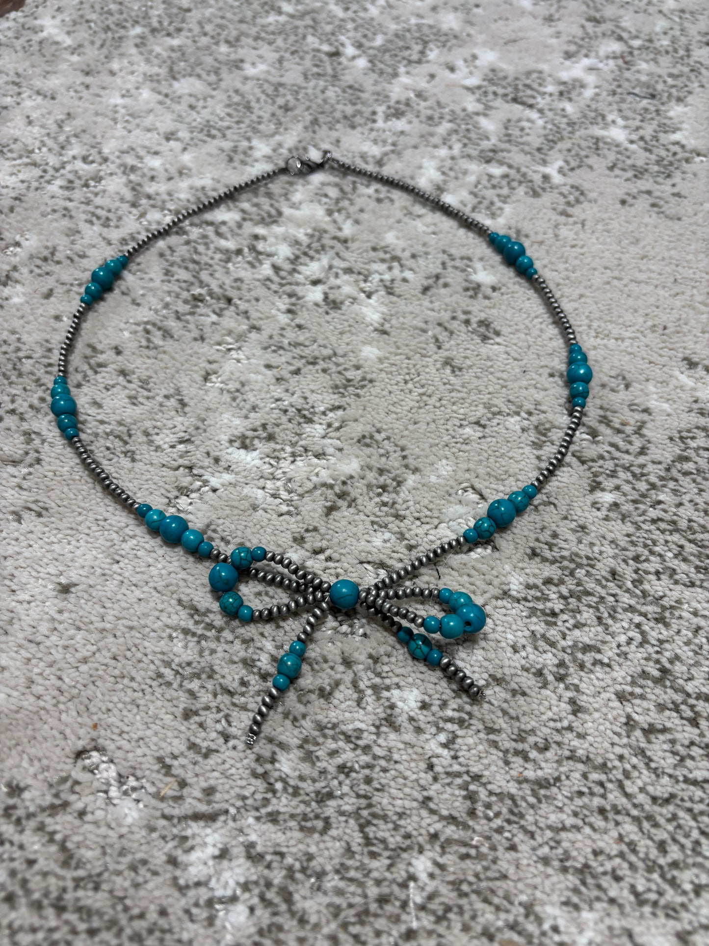 Teal & Navajo Bow Necklace