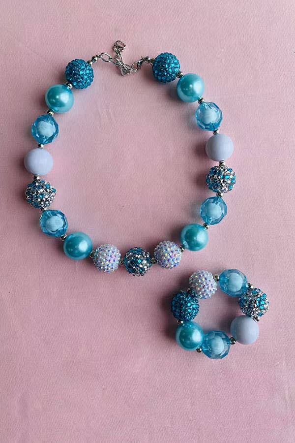 Blue & White bubble girls necklace & bracelet sets