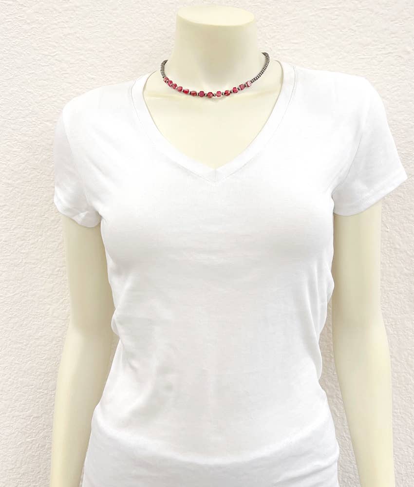 Pink Navajo Hexa Gemstone Necklace