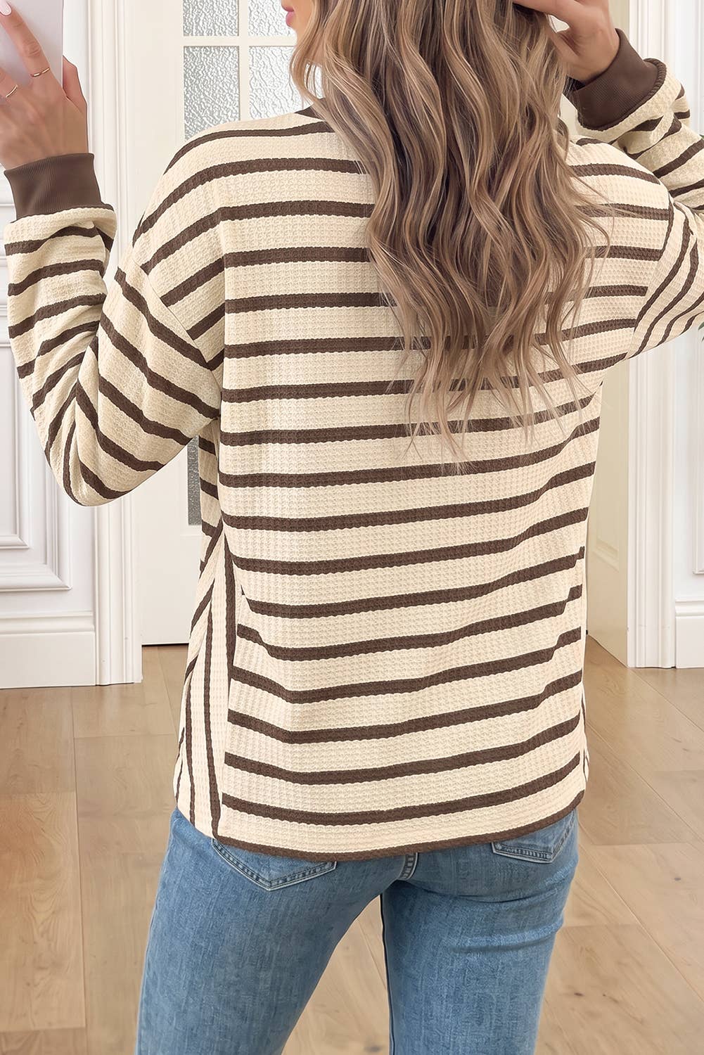 Brown Stripe Waffle Top