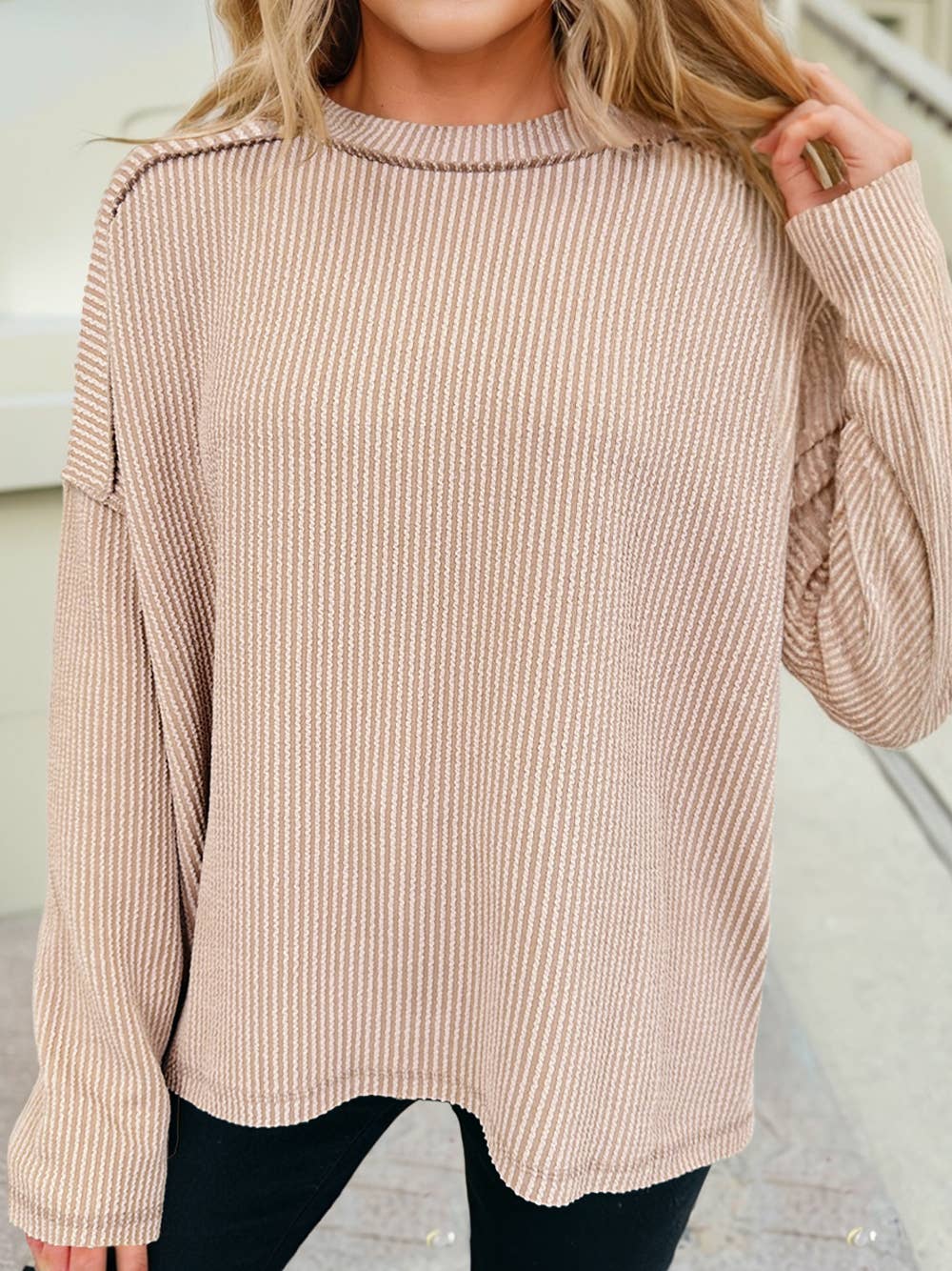 Long Sleeved Ribbed Top-multiple colors