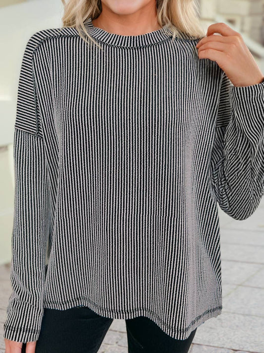 Long Sleeved Ribbed Top-multiple colors