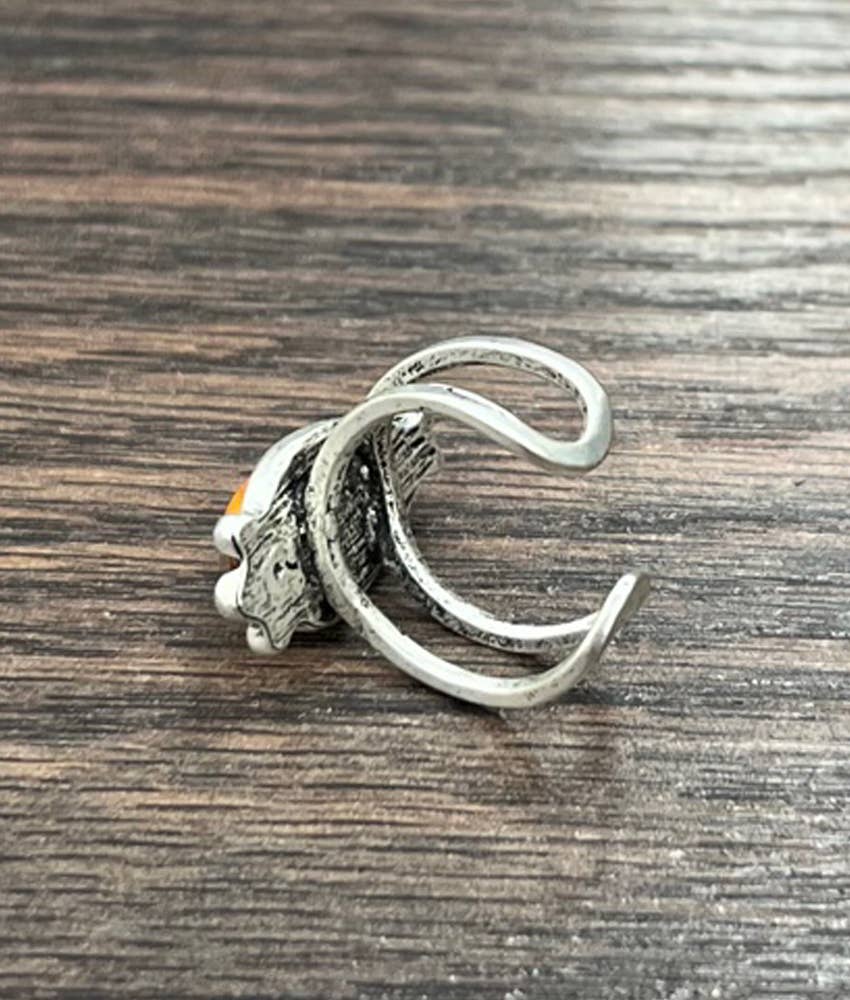 Adjustable Turquoise & Rust Bead Ring