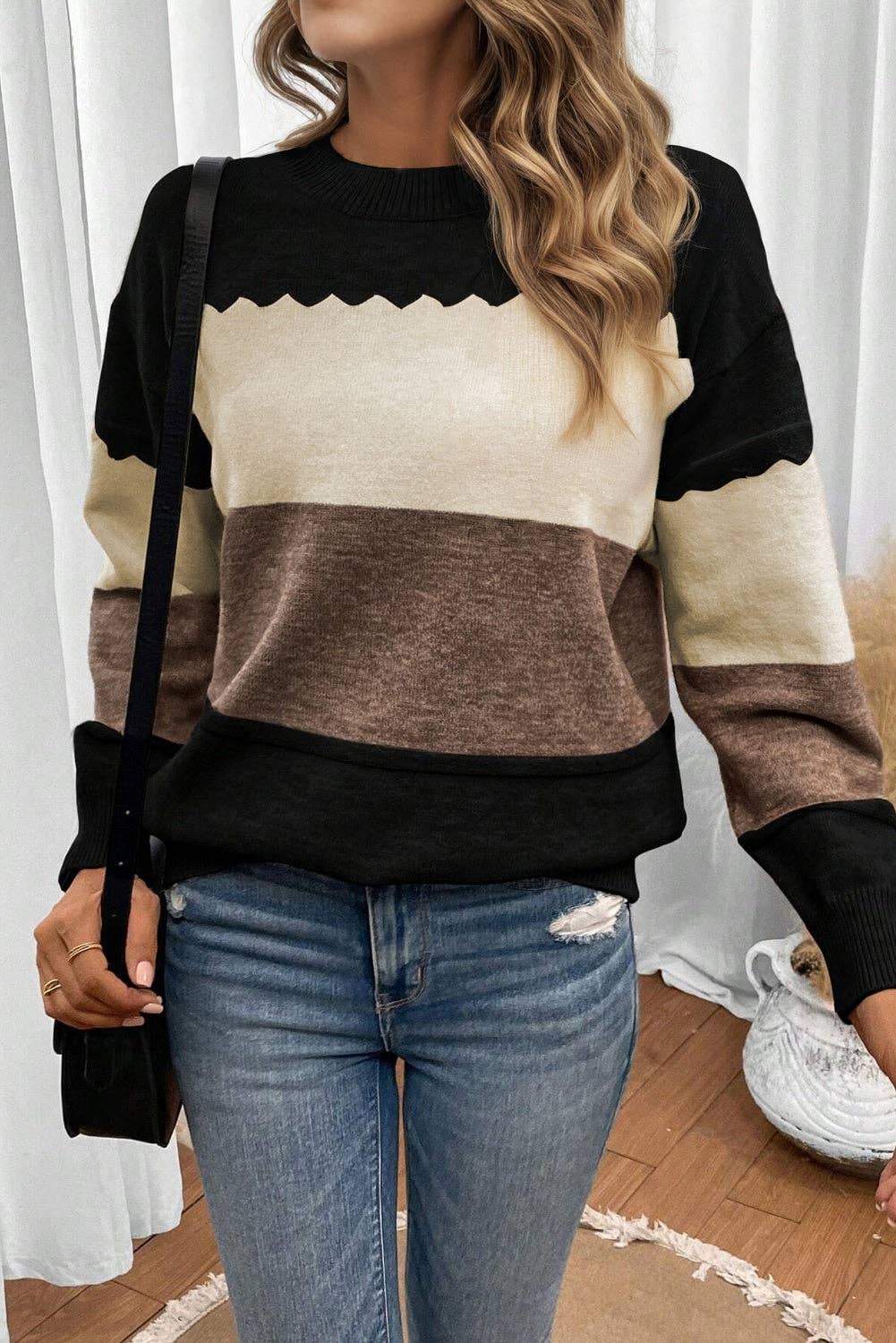 Black, Tan & Brown Sweater