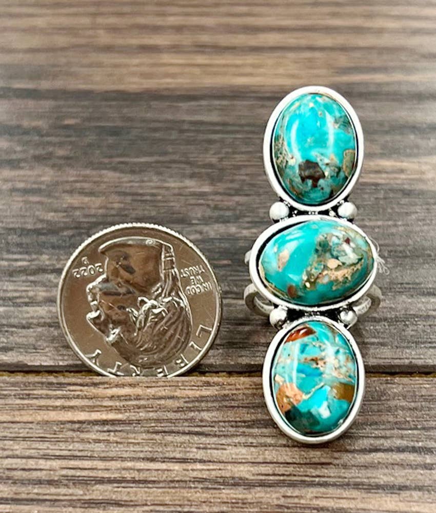 Turquoise Trio Adjustable Ring