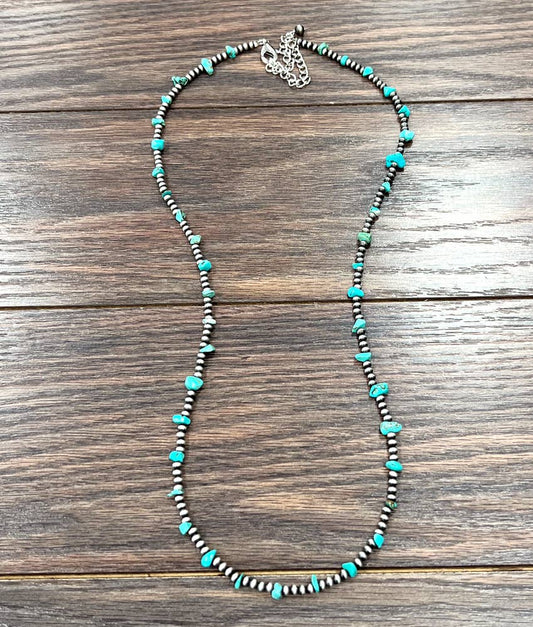 Long Navajo Turquoise Stone Necklace