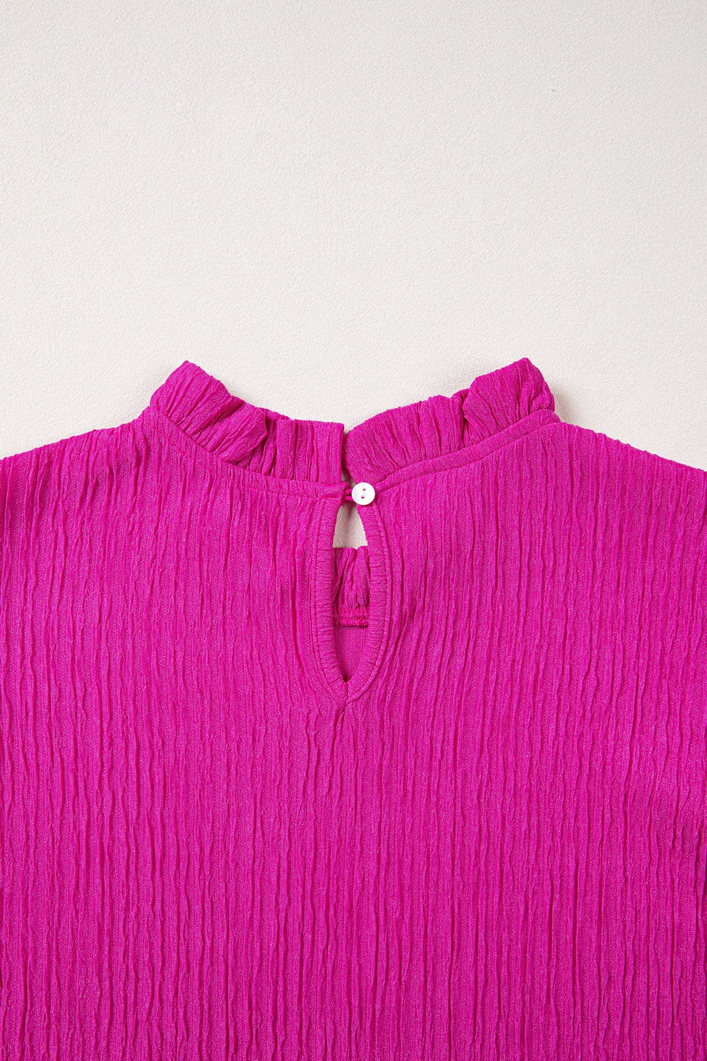 Pink Textured Ruffle Blouse