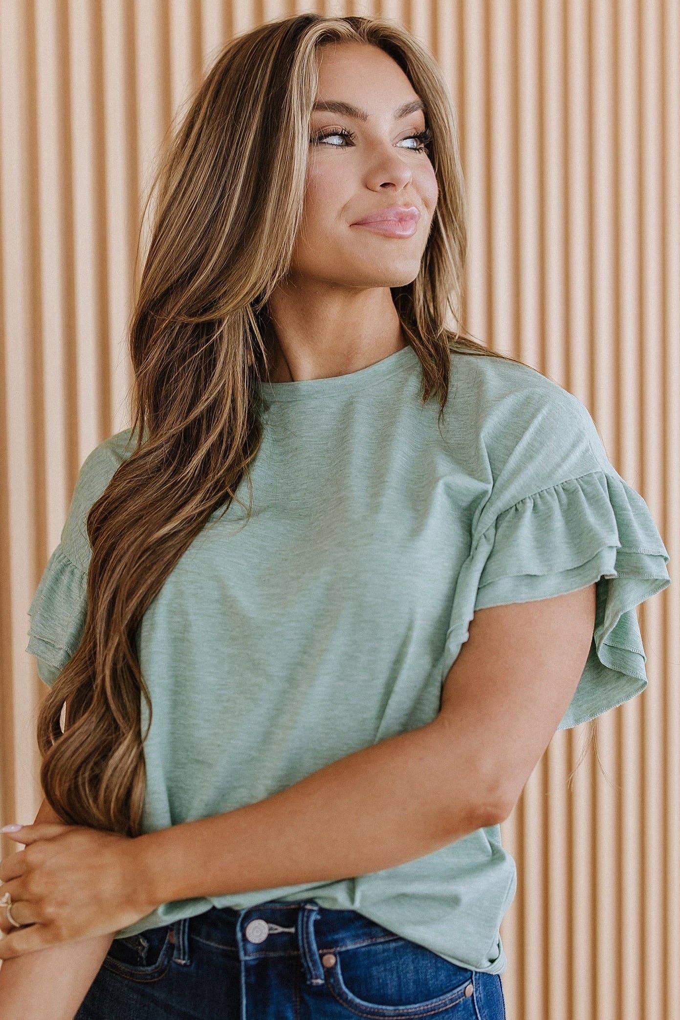 Robbie Ruffle Sleeve Blouse