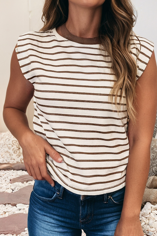 Stripe Round Neck Tank Top