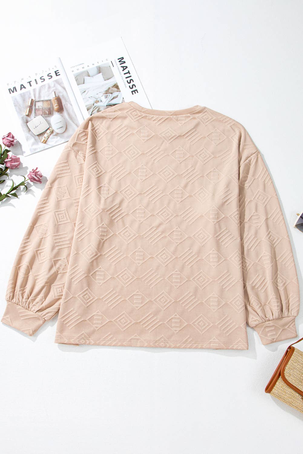 Plus Size Textured Crew Neck Sweatshirt
