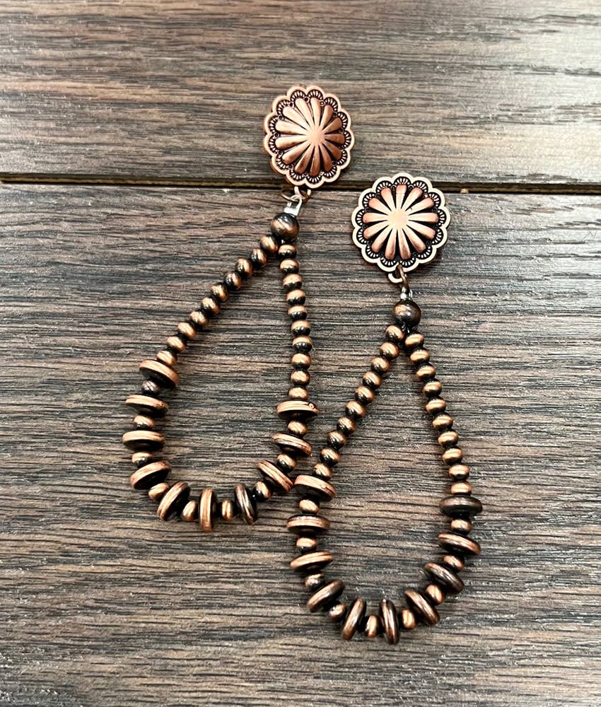 Copper Navajo Bead Post Earrings