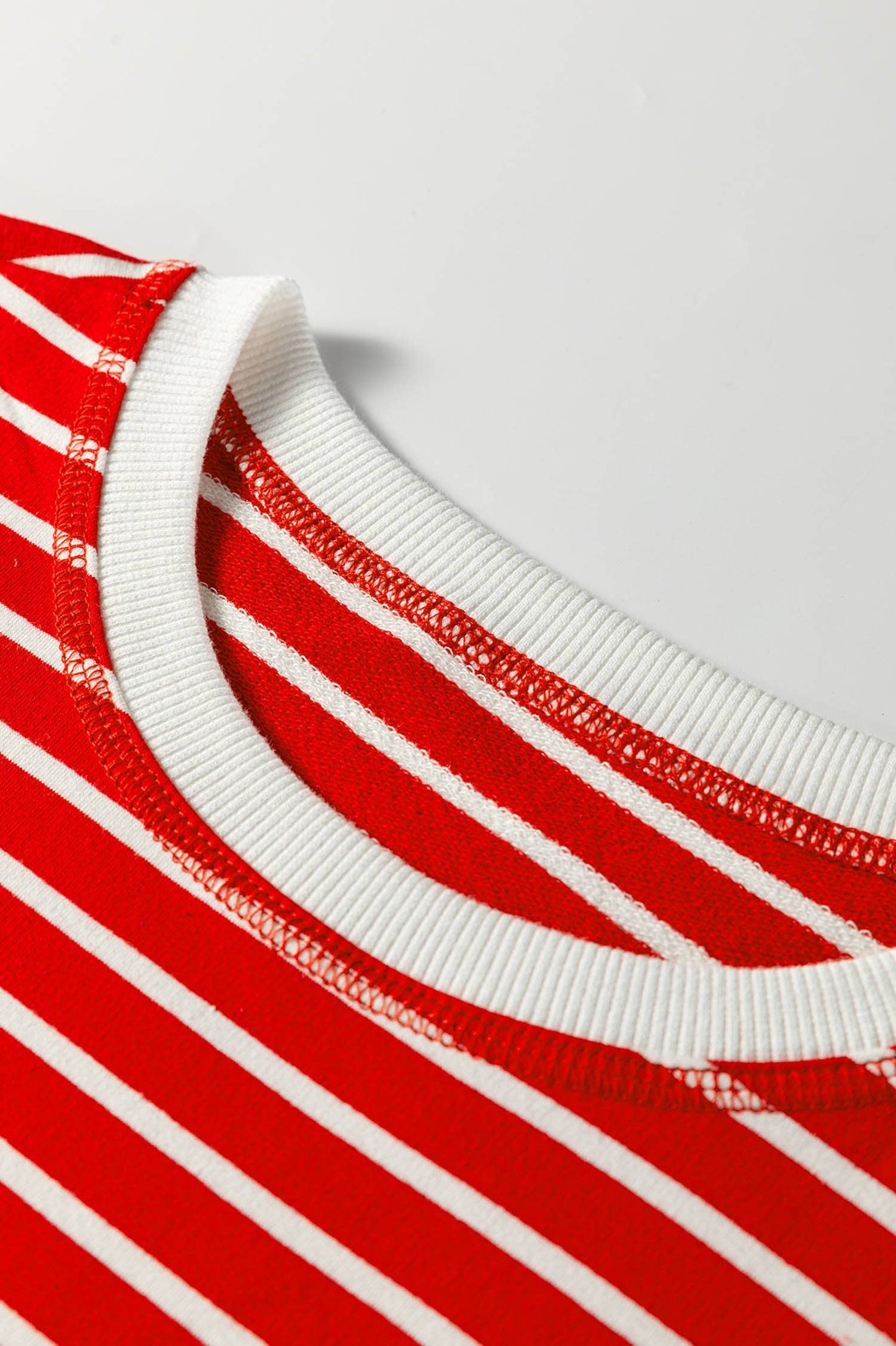 Red & White Stripe Round Neck Tank Top