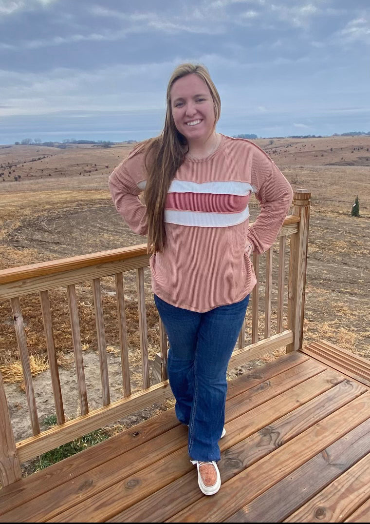 Beige Colorblock Sweater