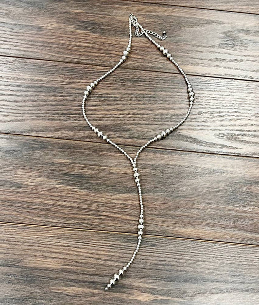 31" Clustered Silver Navajo “Y” Tassel Necklace