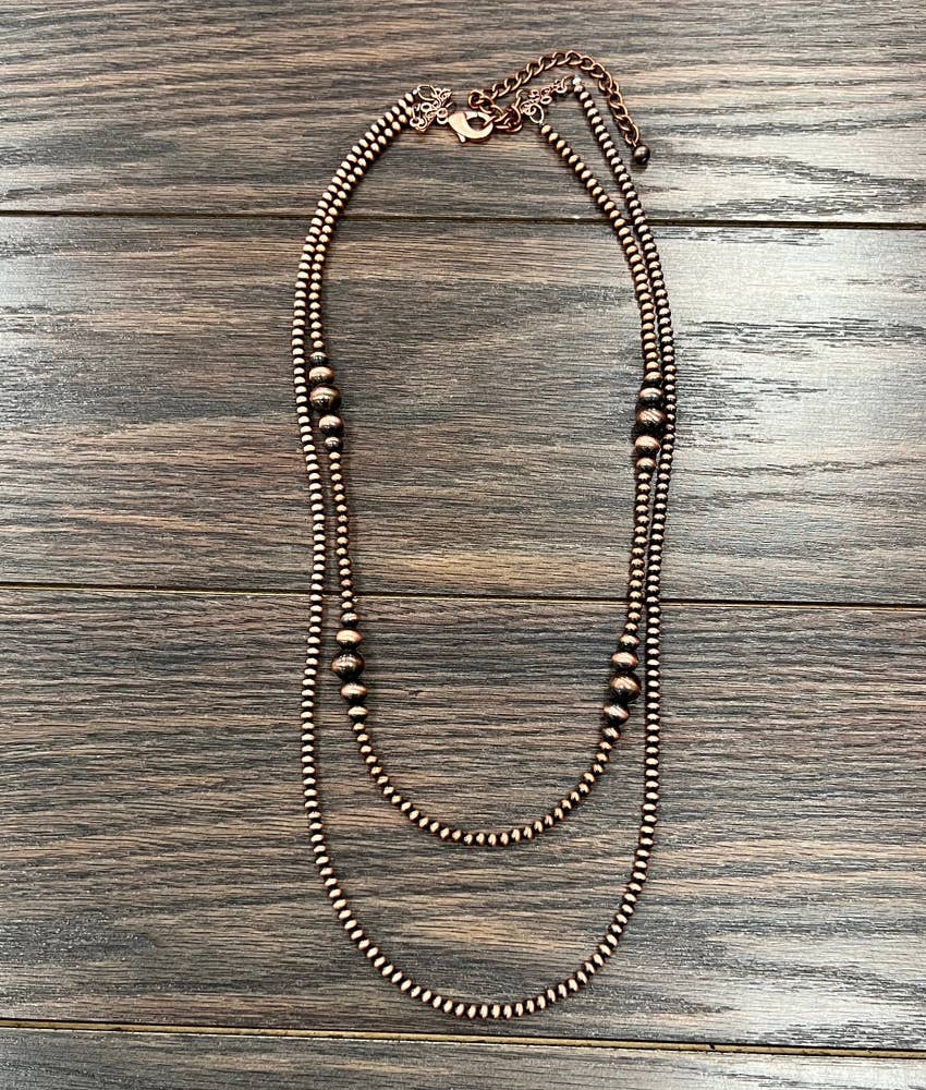 Double Copper Navajo Bead Necklace