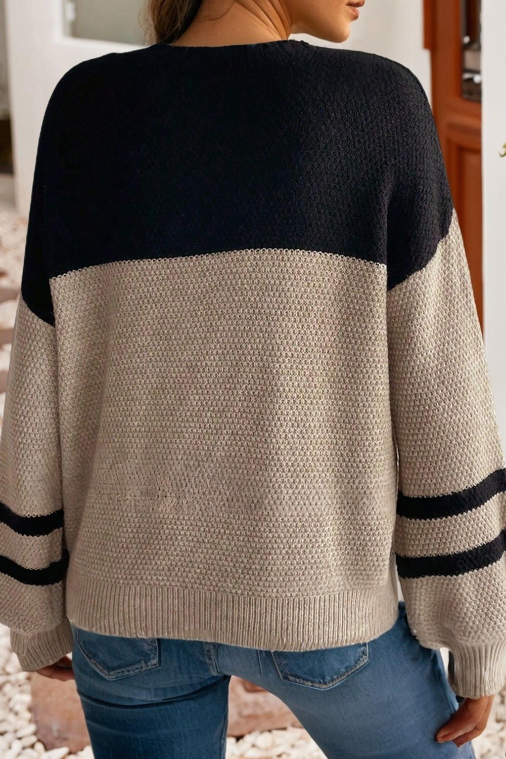 Black & Tan ColorBlock Knit Striped Sweater