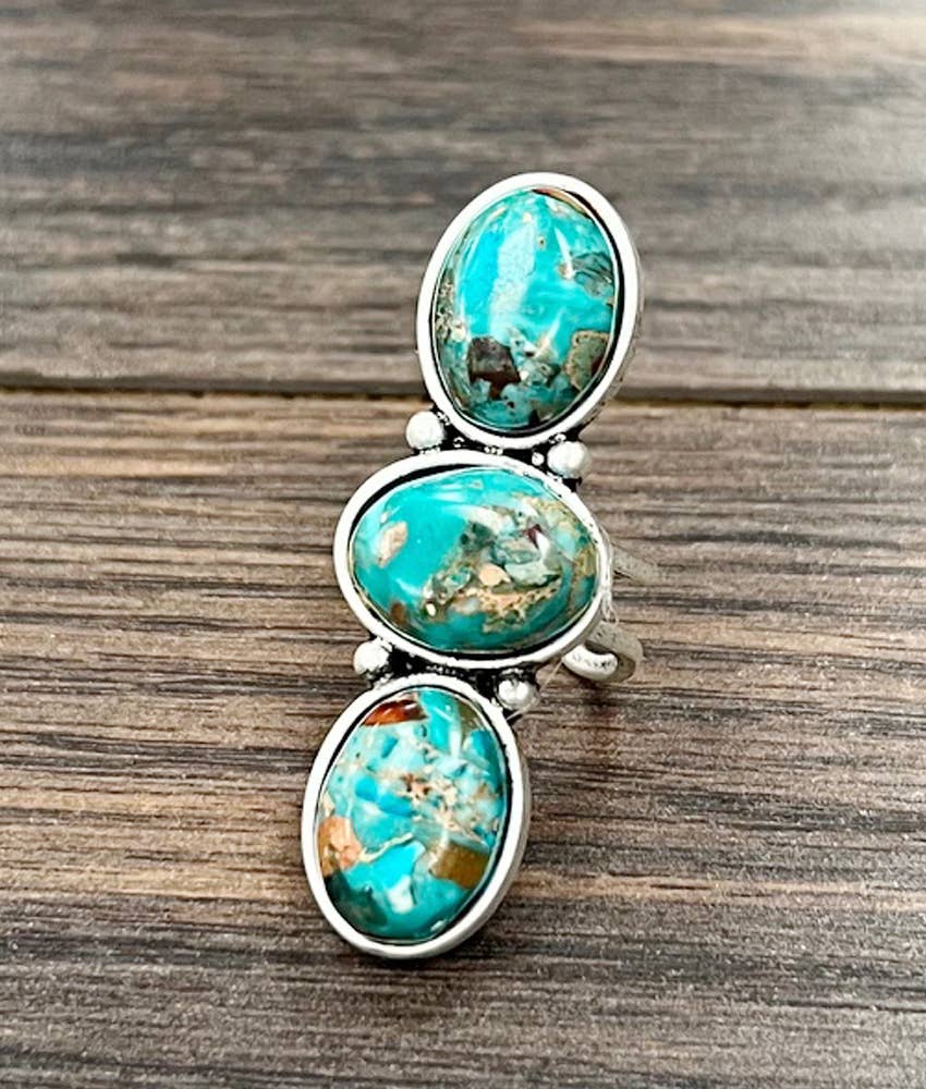 Turquoise Trio Adjustable Ring