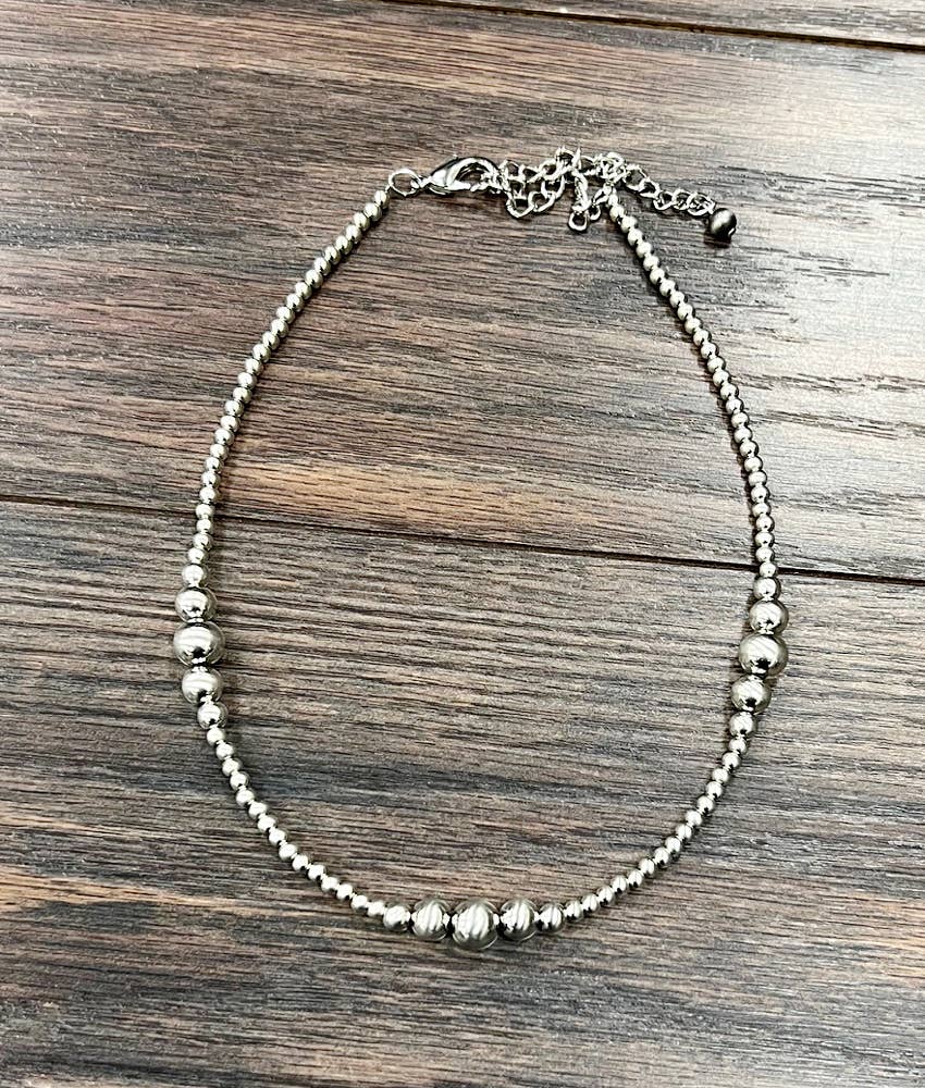 Silver Polish Navajo Bead Necklace