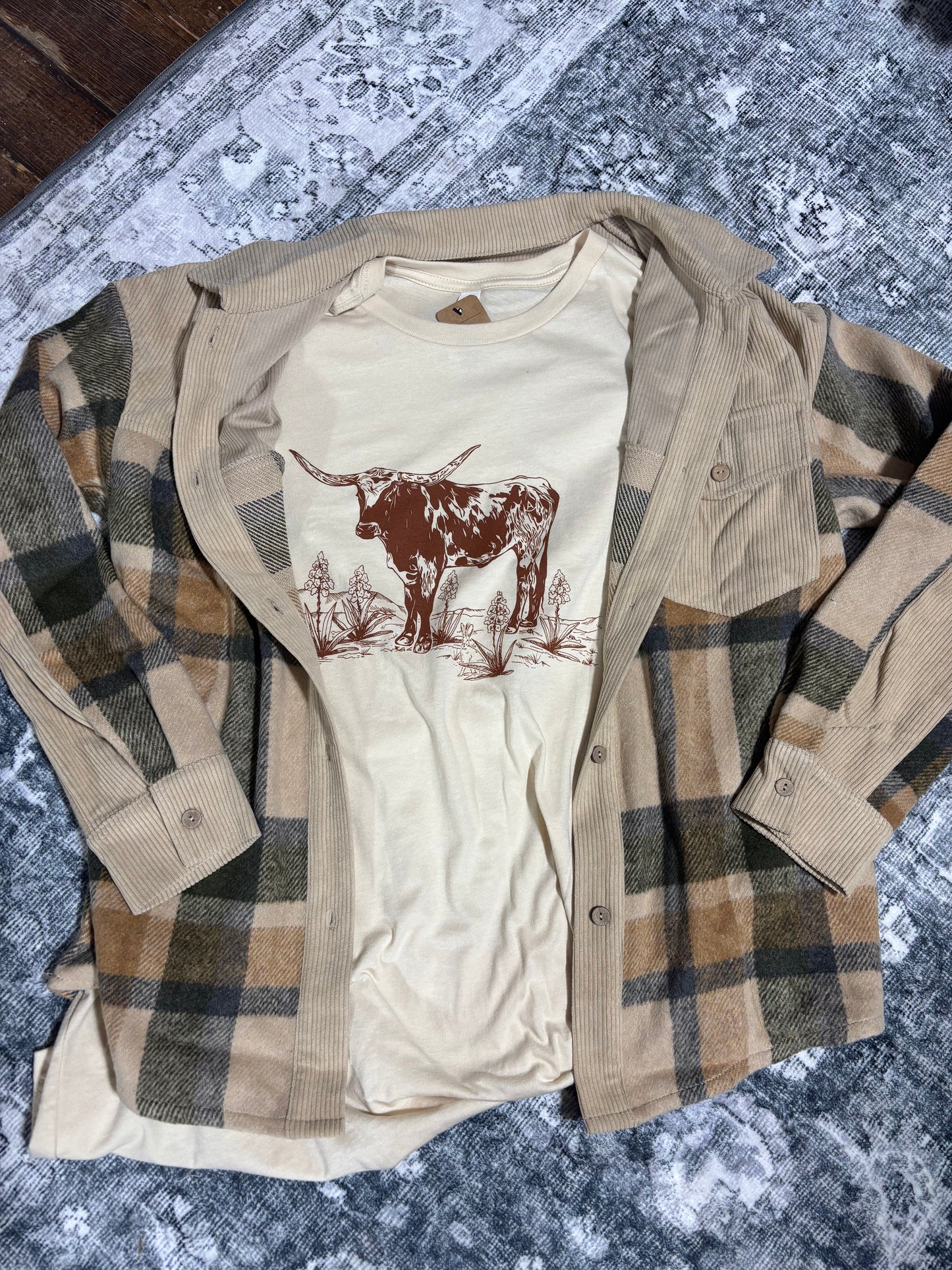 Plaid Tan+Olive Shacket