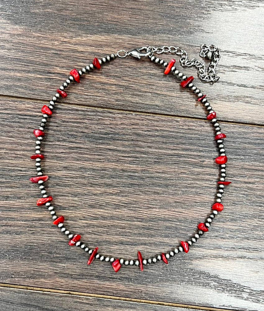 Red Gem Stone Navajo Necklace