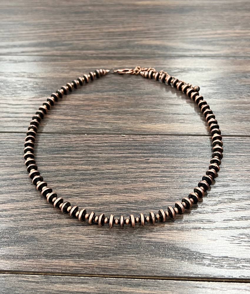 Copper Navajo Disc  Bead Necklace