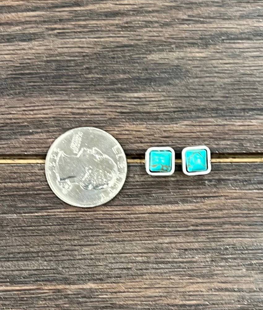 Square Turquoise Stud Earrings