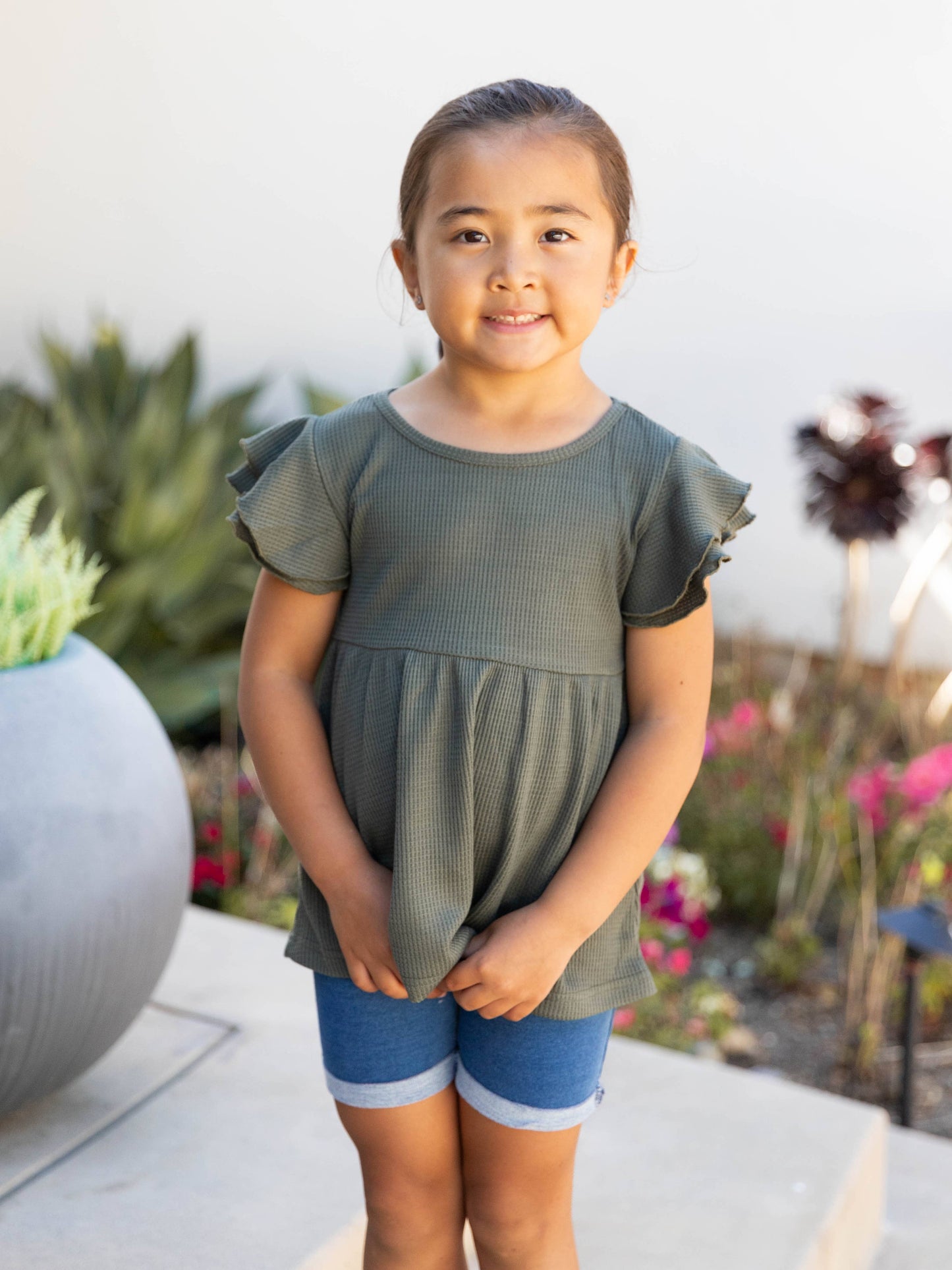 Little Girls Flutter Sleeve Top