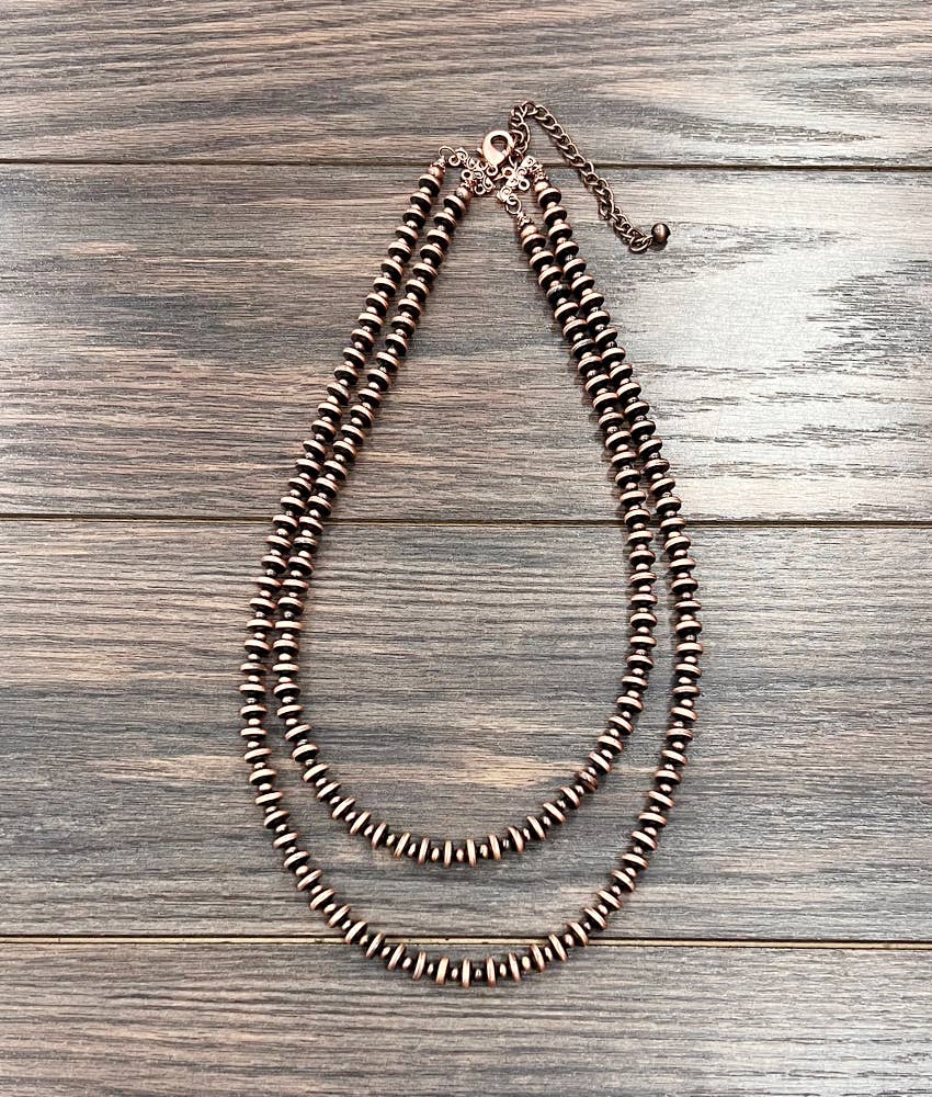 Copper Double Navajo Disc Bead Necklace