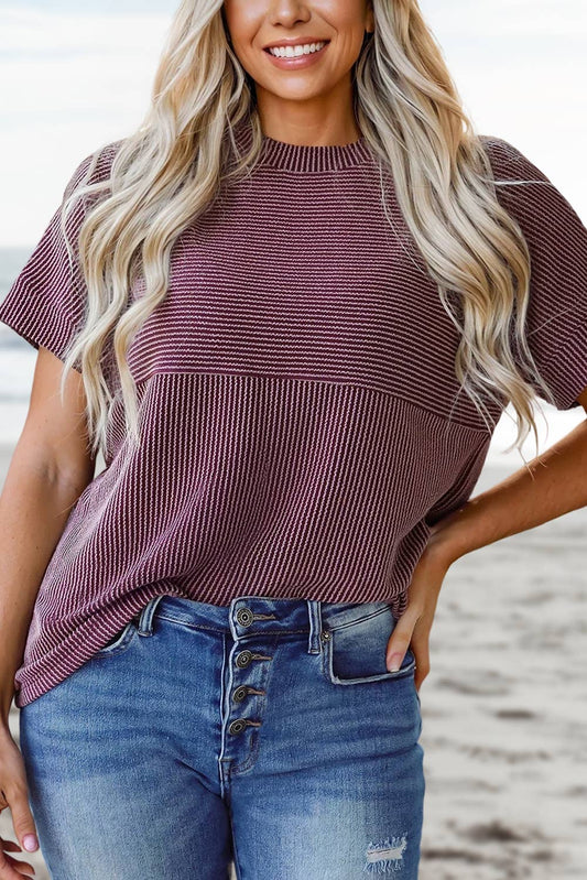 Dark Purple Ribbed Top
