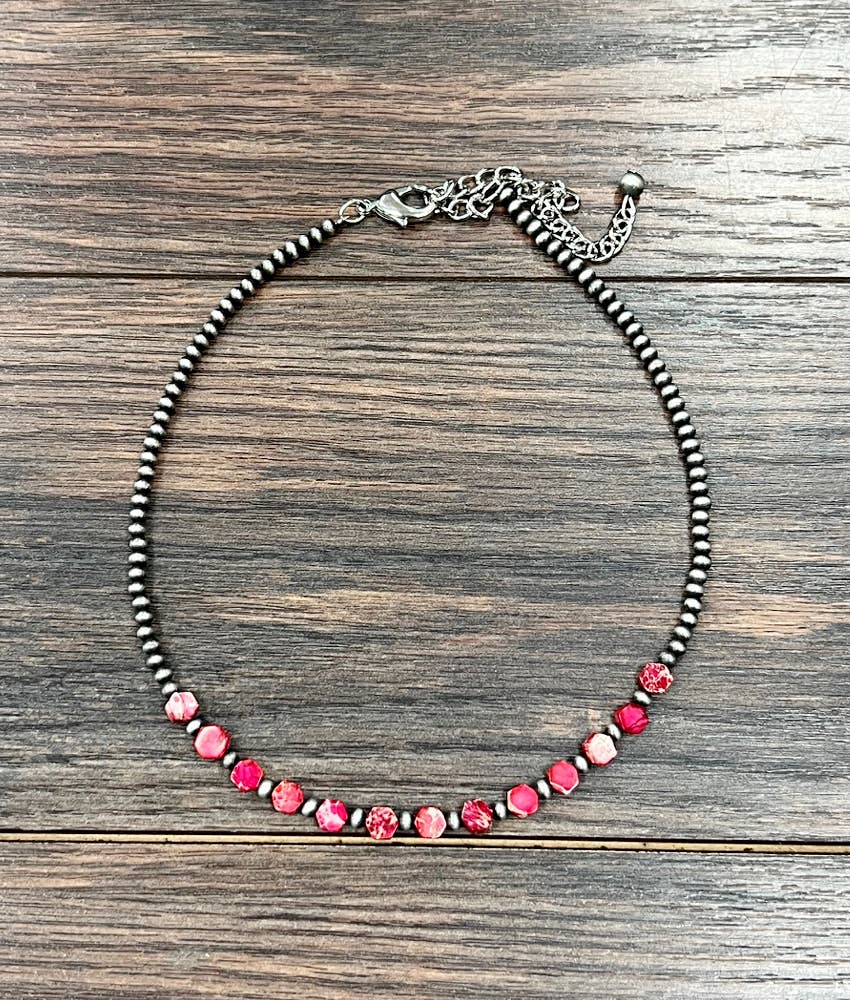 Pink Navajo Hexa Gemstone Necklace