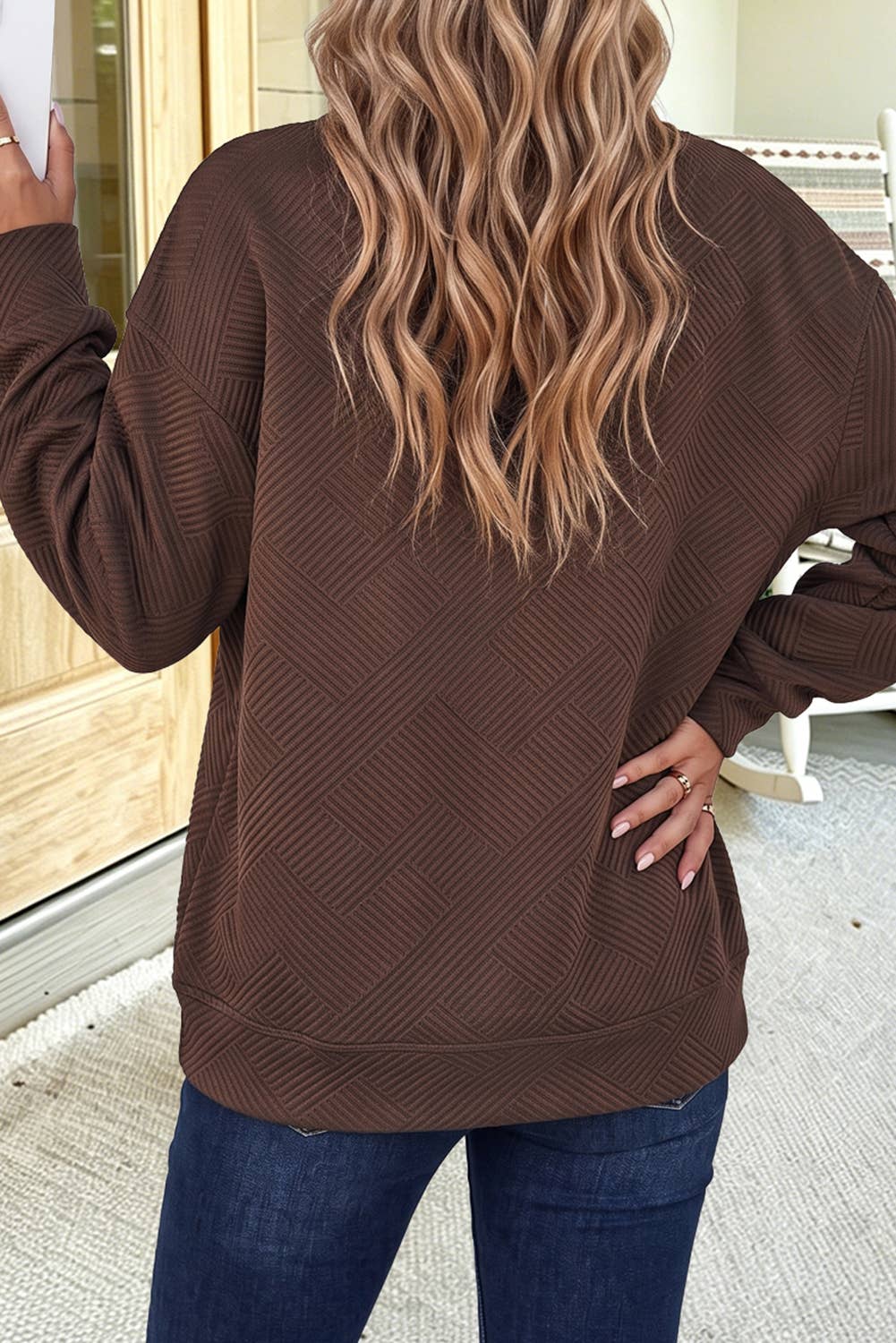 Textured Pocketed Pullover
