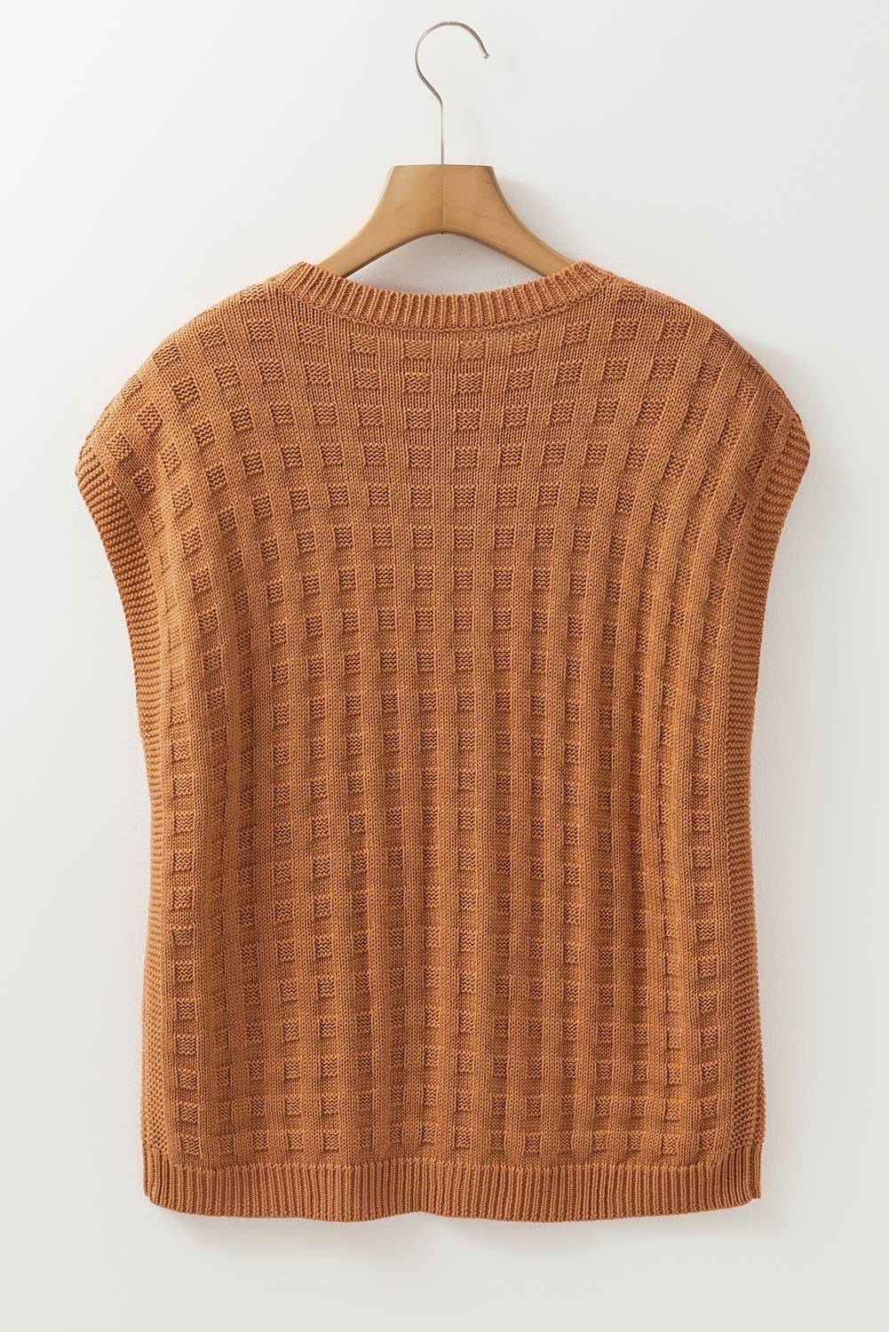 Carmel Round Neck Textured Knit Sweater Vest