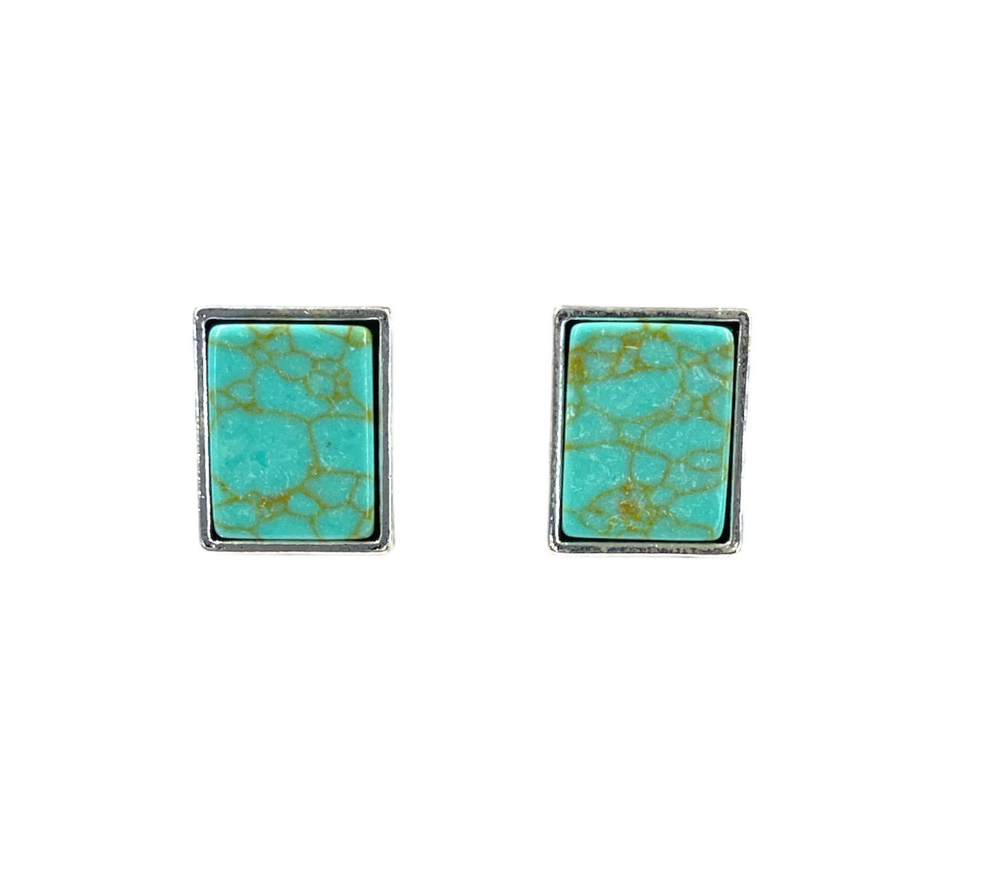 Rectangular Turquoise Stud Earrings