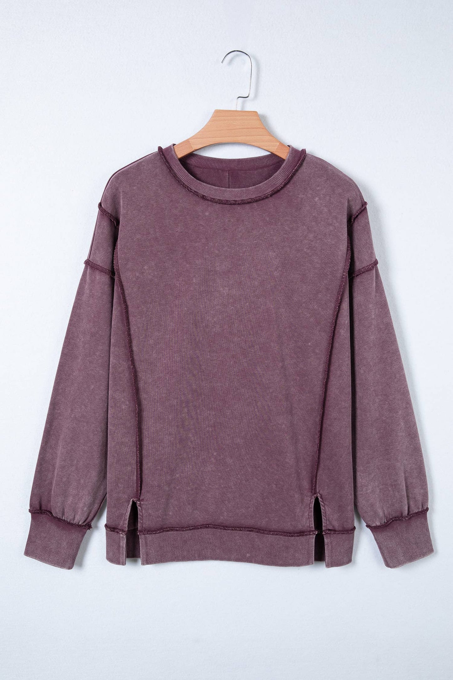 Mineral Wash Exposed Seam Side Slit Sweatshirt