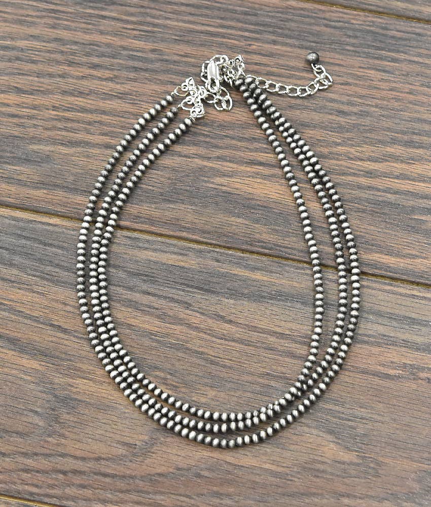 Three Strand Navajo Bead Simple Necklace