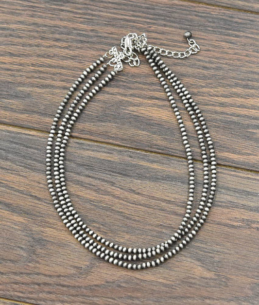 Three Strand Navajo Bead Simple Necklace