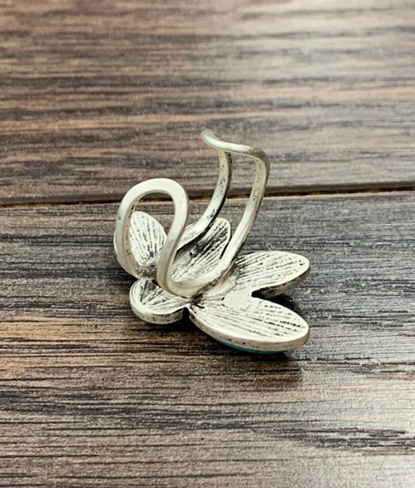 Turquoise Adjustable Floral Ring